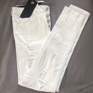 Vervet Distressed White Skinny Jeans